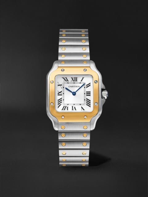 Cartier Santos de Cartier Small 34.5mm Interchangeable Stainless Steel, 18-Karat Gold and Leather Watch, Ref