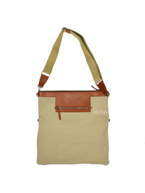 Beige Canvas & Leather Shoulder Bag NWT