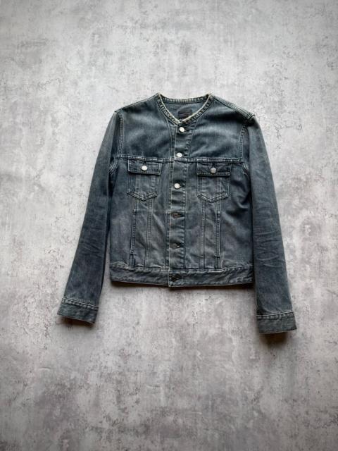 SAINT LAURENT Saint Laurent 13SS Blue-Grey Raw Edge Distressed Denim Jacket by Hedi Slimane