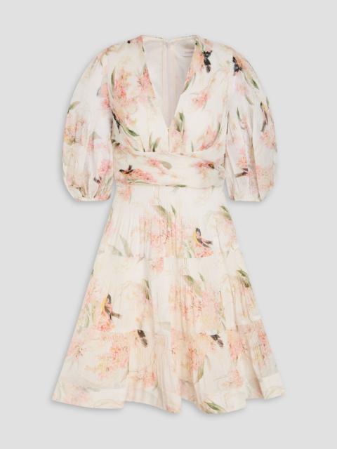 Zimmermann Floral-print plissé-organza mini dress