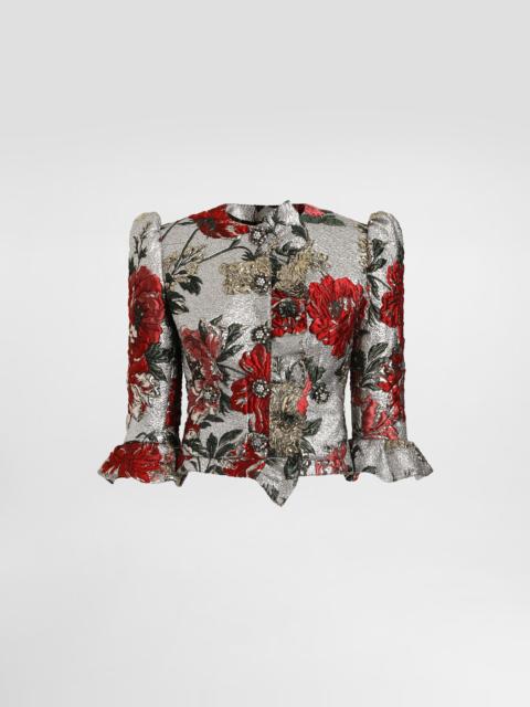 Dolce & Gabbana Single-breasted floral jacket with ruffles