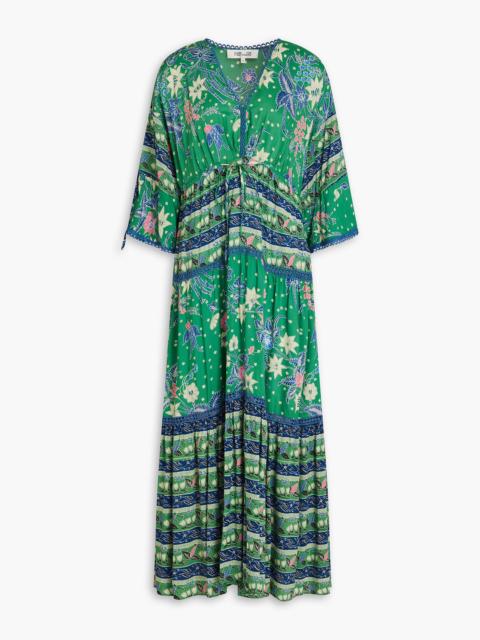 DIANE VON FURSTENBERG Boris crochet-trimmed floral-print woven maxi dress