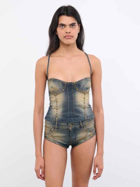 Blumarine Studded Jean Bodice Top