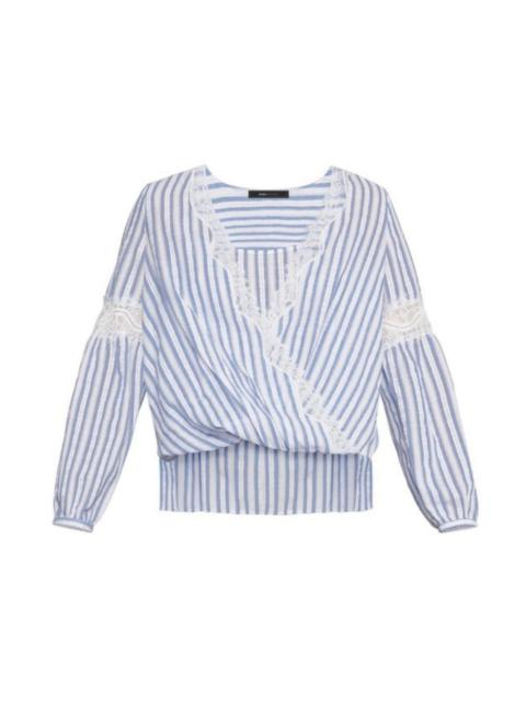 Other Designers Striped Faux Wrap Cotton Blouse