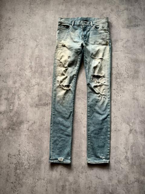 SAINT LAURENT Saint Laurent Paris 16SS D02 Blue Distressed Denim Jeans by Hedi Slimane