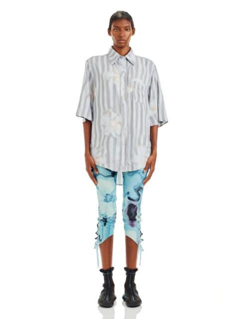 Collina Strada WASHED WAVY NAVY FLOWER STRIPE SUNNY BUTTON UP