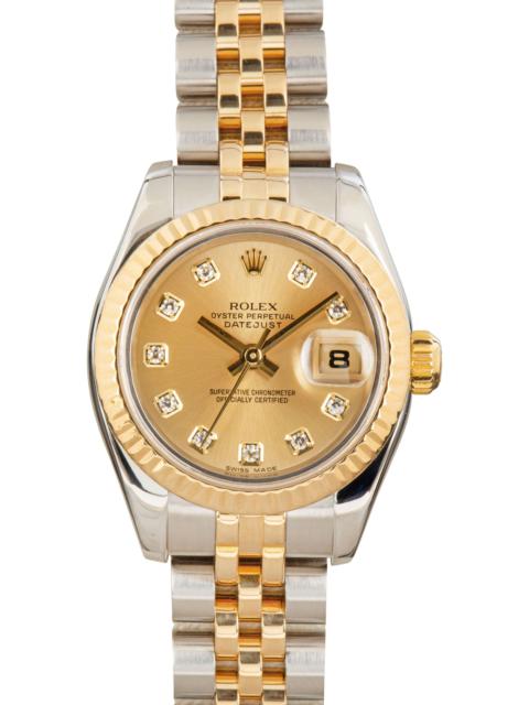Ladies Rolex Datejust Ref 179173 Champagne Diamond Dial