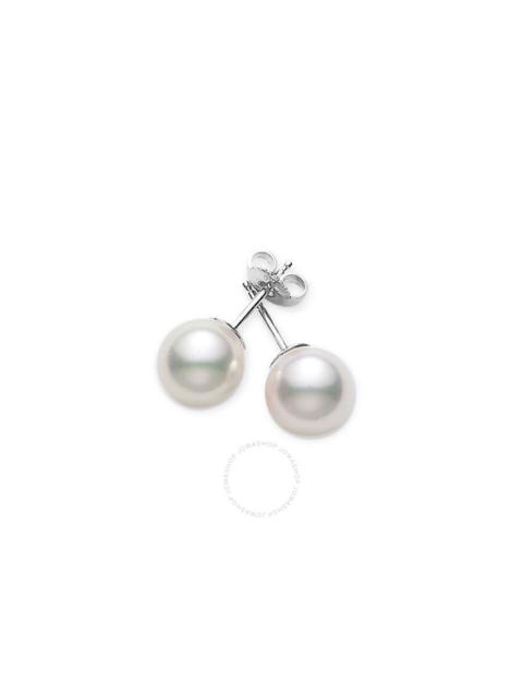 MIKIMOTO Mikimoto Akoya Pearl Stud Earrings with 18K White Gold 7.5-8mm A+ Grade
