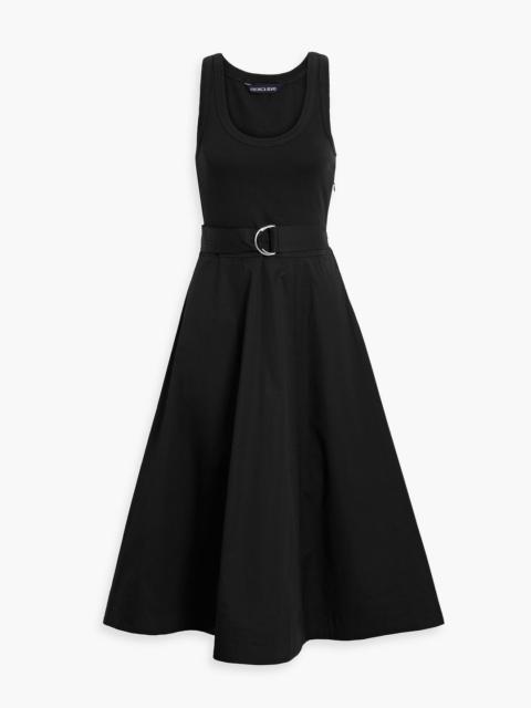 VERONICA BEARD Ennis belted ribbed jersey-paneled cotton-blend poplin midi dress