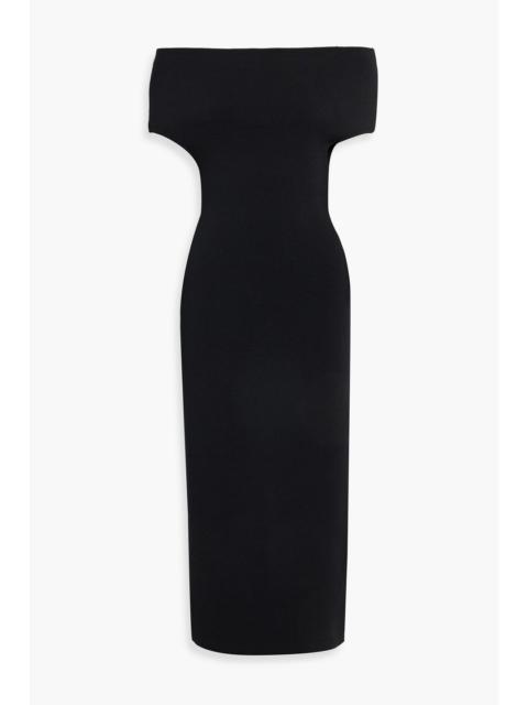 TOTEME Off-the-shoulder stretch-knit midi dress