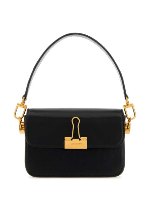 Off-White Off White Women Black Leather Small Plain Binder Handbag