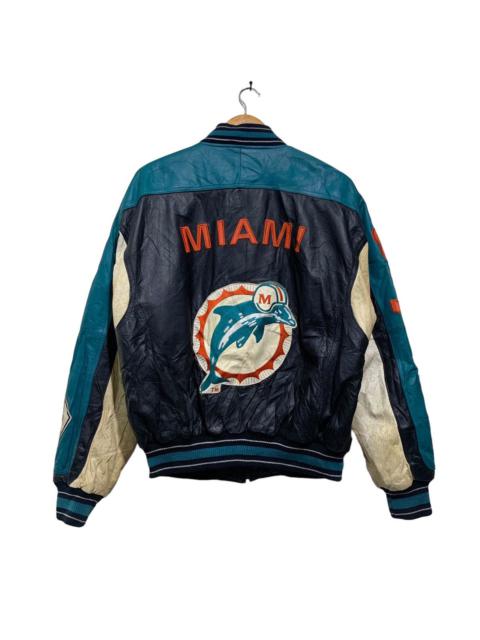 Other Designers Vintage Carl Banks NFL Miami Dolphins Leather Jacket