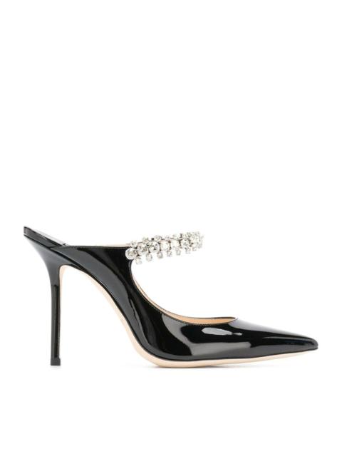 JIMMY CHOO Jimmy Choo Women Bing 100 Black Patent Leather Clog With Crystal Strap