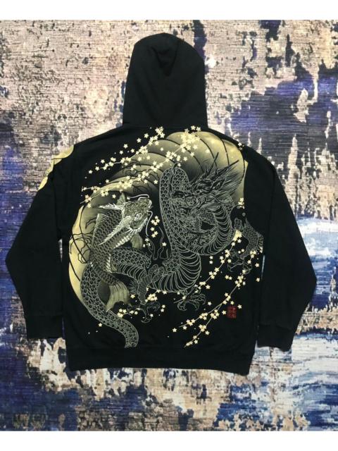 Other Designers Karakuri Tamashii Koi Fish & Dragon Embroidered Print