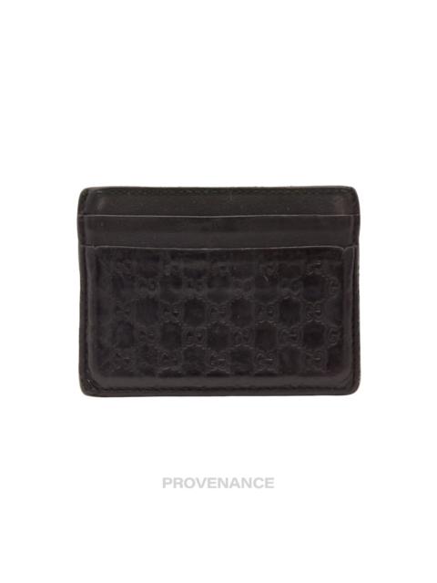GUCCI Gucci Card Holder Wallet - Black MicroGuccissima Leather