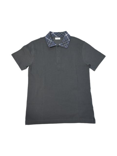 Burberry Burberry Check Collar Cotton Polo Shirts Charcoal Grey