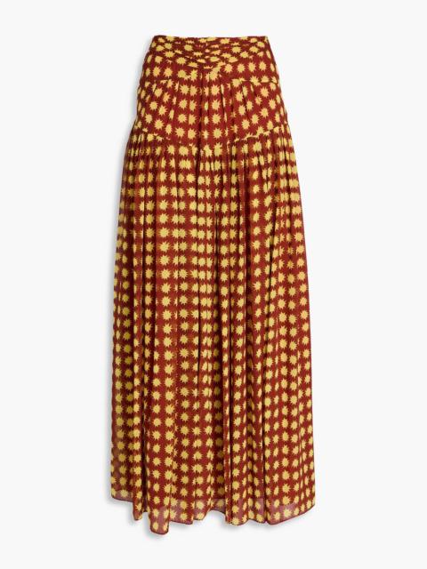 DIANE VON FURSTENBERG Amira gathered printed chiffon maxi skirt