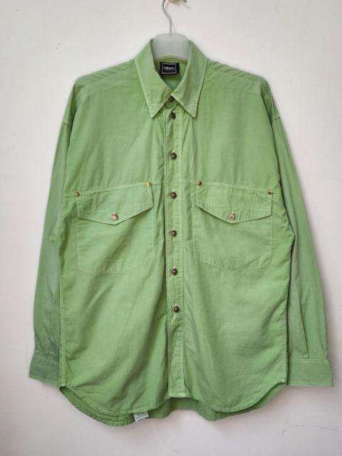 VERSACE Green Button Ups Versace Vintage