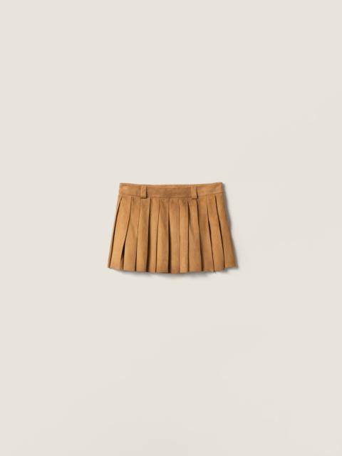 Miu Miu Pleated waxed suede mini-skirt