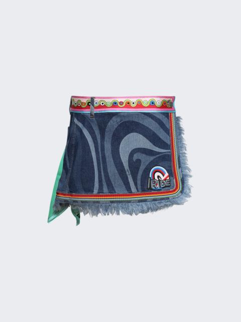 PUCCI Stretch Laser Mini Skirt Blue