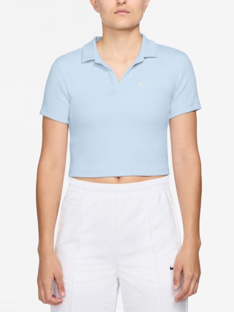 Nike Nike Essentials Stretch Crop Polo in Blue Tint/Sail at Nordstrom