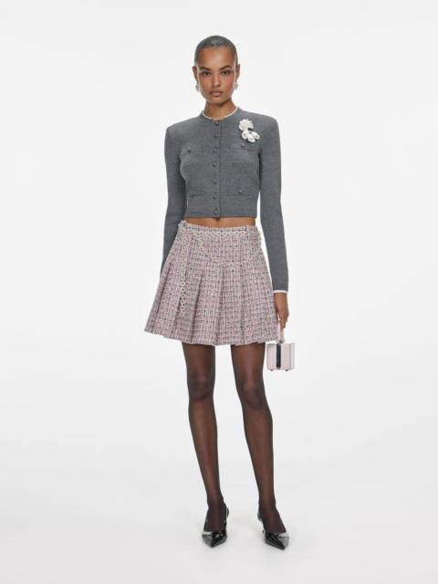 self-portrait Grey Crochet Flower Cardigan