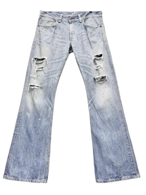 Other Designers Edwin - BLUE TRIP Grunge Flare Light Wash Blue Natural Ripped Denim