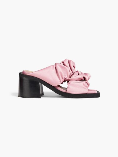 GANNI Ruched satin mules