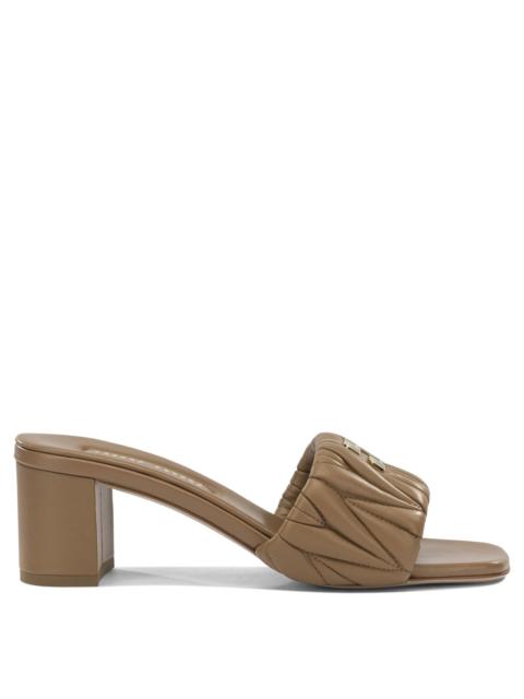 Miu Miu Miu Miu Matelassé Leather Heeled Sandals Brown