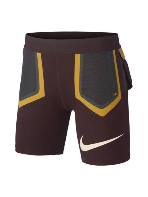 Nike (WMNS) Nike Colorblock Pocket Sports Gym Shorts Brown 'Deep Burgundy Dk Smoke Grey Gold Dart' BQ3245