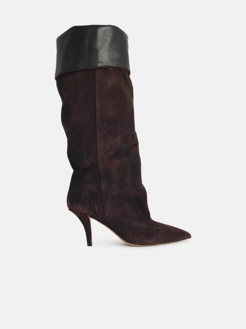 PARIS TEXAS 'INES REVERSE 75' CHOCOLATE SUEDE BOOTS