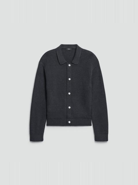 Theory Textured Cardigan in Cotton Silk Slub