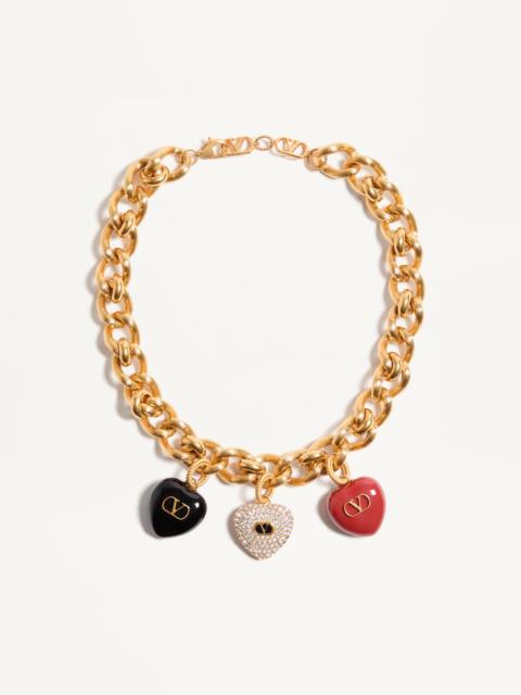Valentino COEUR ROYAL NECKLACE IN METAL, ENAMEL AND SWAROVSKI® CRYSTALS