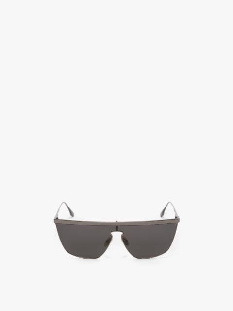 Victoria Beckham Geometric Visor Sunglasses In Dark Ruthenium-Grey