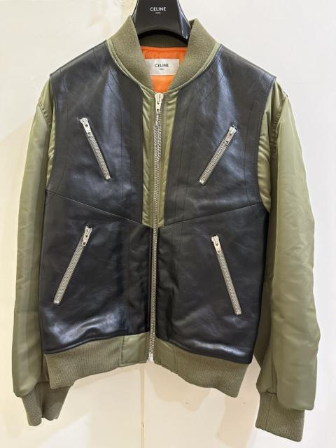 CELINE Celine Leather and Nylon Logo Bomber Size: 50