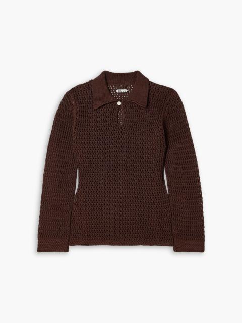 BODE Willows crocheted cotton polo sweater