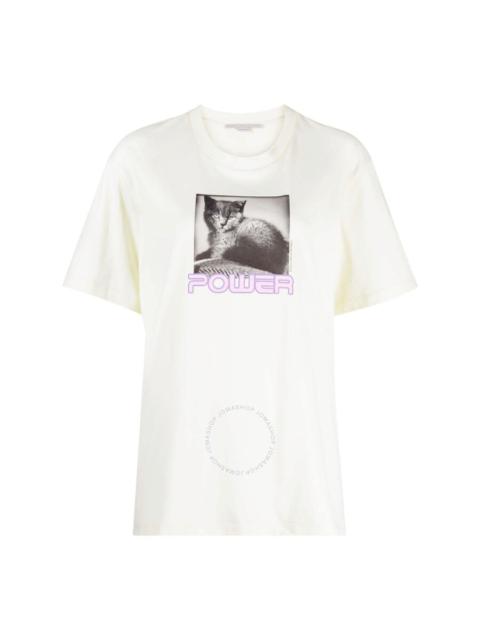 Stella McCartney Stella McCartney Ladies White Photograph-Print Cotton T-Shirt