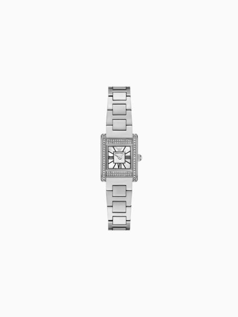 EMPORIO ARMANI TWO-HAND STAINLESS STEEL WATCH