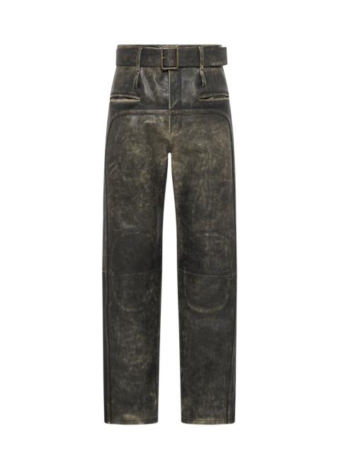 Marine Serre VINTAGE MOON LEATHER BELTED TROUSERS