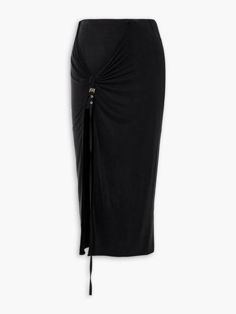 JACQUEMUS Croissant buckled ruched stretch-jersey midi skirt