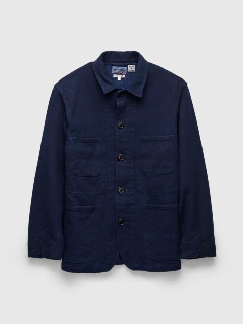 Blue Blue Japan Double Cloth Sashiko Coverall Jacket in Pure Indigo