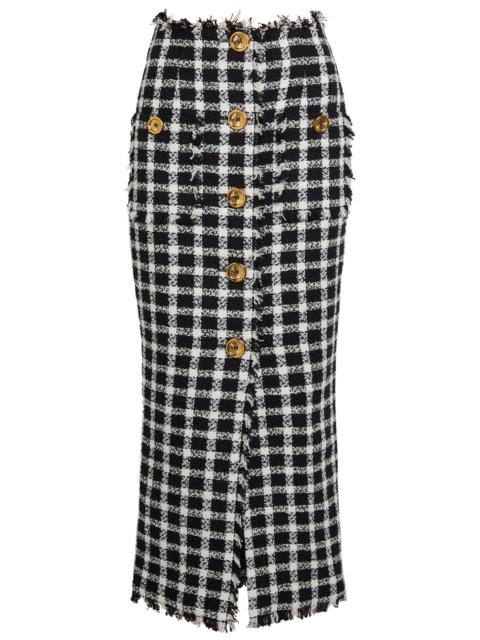 Balmain Balmain Checked Tweed Midi Skirt