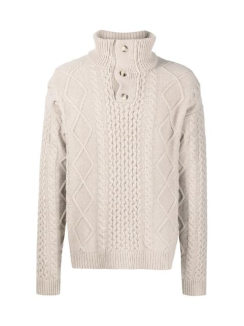 Nanushka BUTTON-COLLAR CABLE-KNIT JUMPER