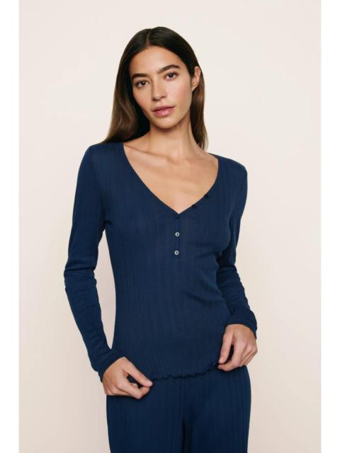 eberjey Pointelle V Neck Henley