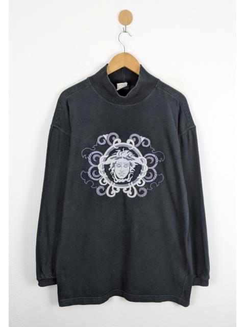 Versace Medusa head embroidery 90s turtleneck sweatshirt