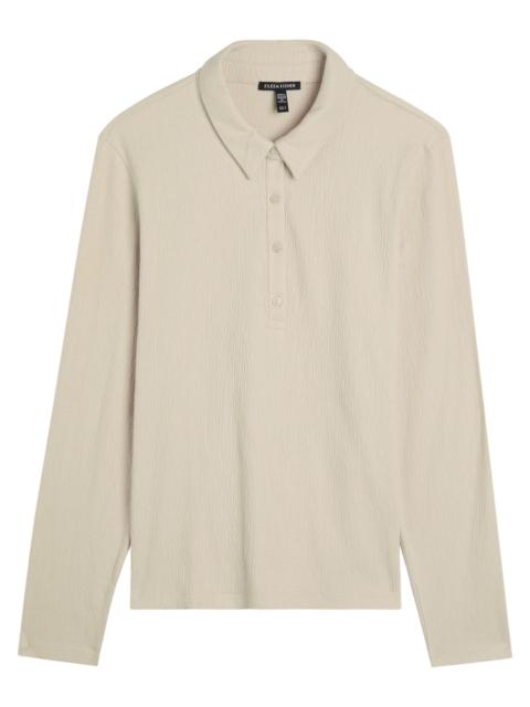 EILEEN FISHER Eileen Fisher Henley Textured Cotton-blend Polo Shirt
