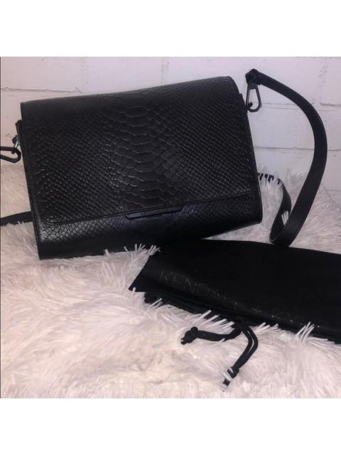 Other Designers Kendall & Kylie Black Bobino Snake Python Croc Embossed Leather Shoulder Bag