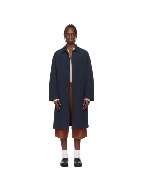 Dries Van Noten Navy Taffeta Coat