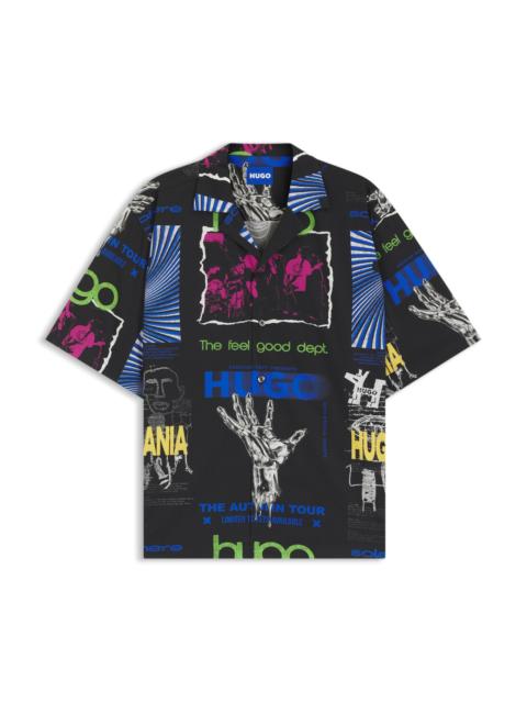 HUGO RELAXED-FIT SHIRT IN PRINTED COTTON POPLIN