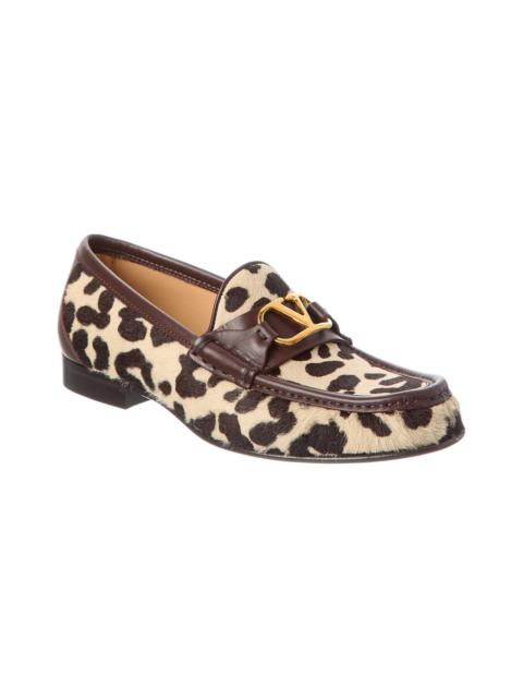Valentino Valentino VLogo Haircalf & Leather Loafer